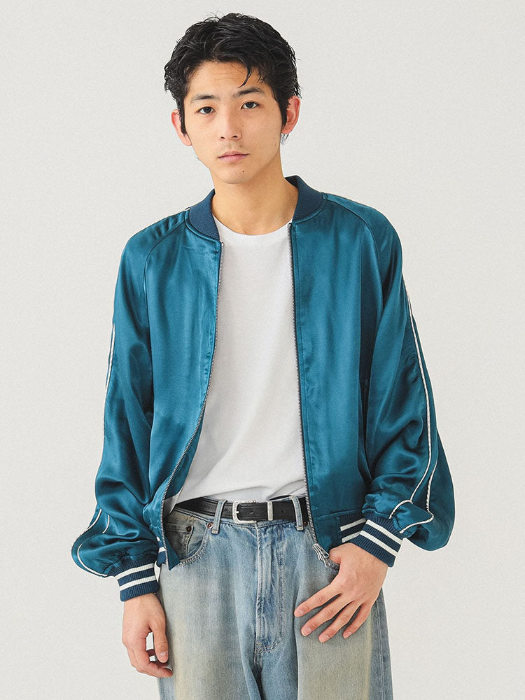 Super popular hit! BMS album recommends the silky silk baseball collar Sukajan Yokosuka jacket