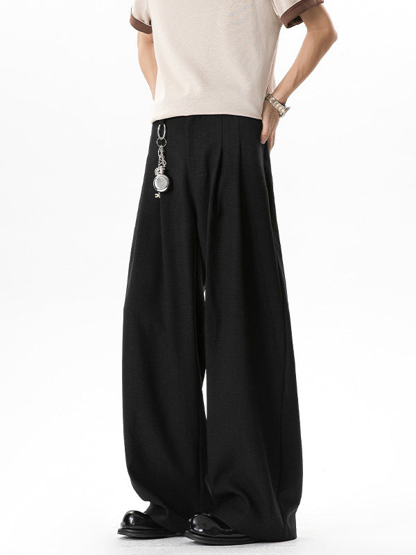 Old money style pleated linen pants, summer thin breathable, relaxed wide-leg dress pants, loose straight-leg casual pants