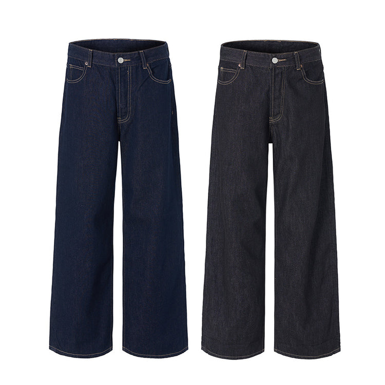 JIAMU red ear denim American high street baggy jeans unisex wide-leg jeans for men and women loose straight
