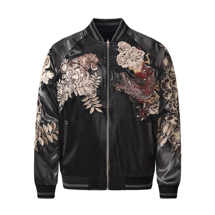 Dragon and tiger heavyweight embroidered Chinese-style jacket Yokosuka embroidered divine beast satin 2025 spring/autumn new arrival