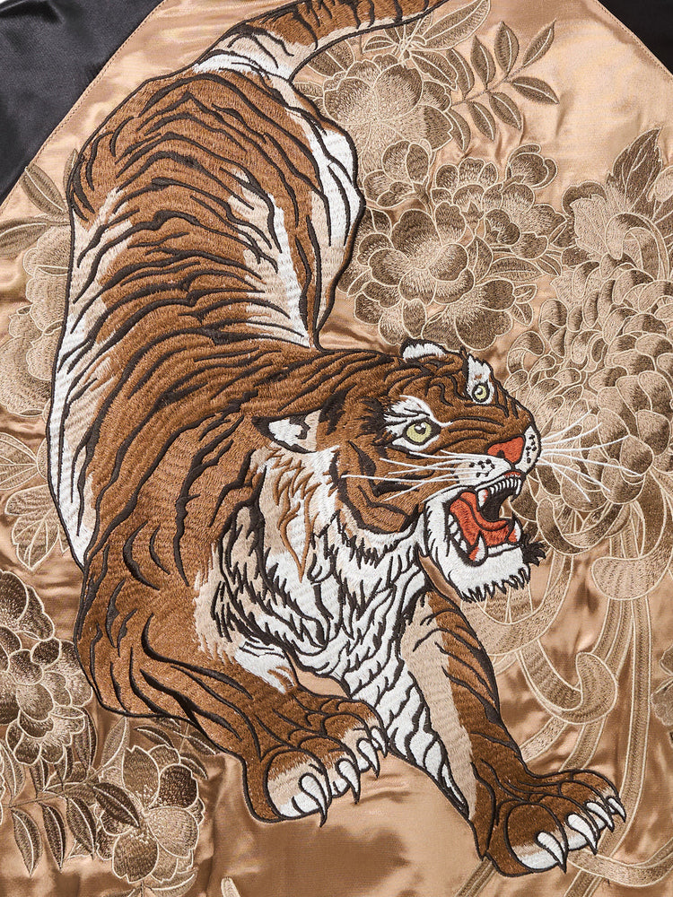 Heavy Embroidery - Reversible SUKAJAN Dragon Tiger Descending the Mountain heavy-duty embroidered Chinese-style jacket Yokosuka Silk Kasho