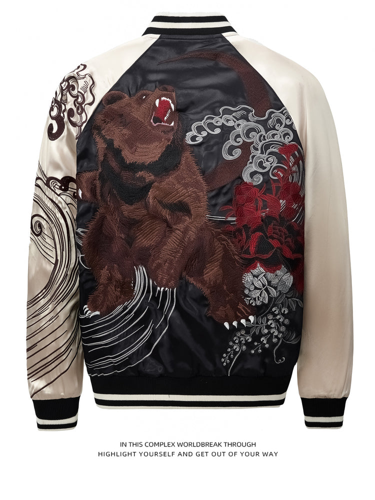 Heavy embroidered jackets, jackets, baseball uniforms, satin Yokosuka trendy brands
