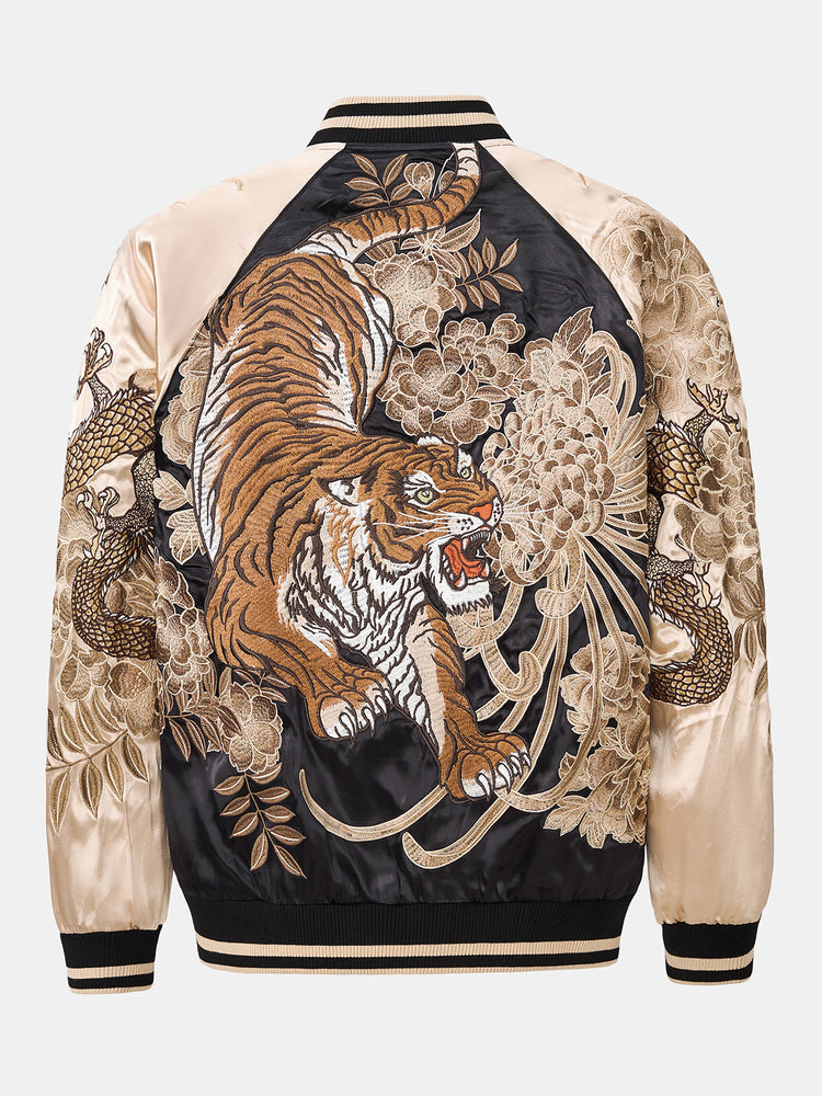 Huaxia Junpin Chinese style national tide heavy industry jacket casual national tide embroidery tiger down the mountain baseball uniform jacket S105