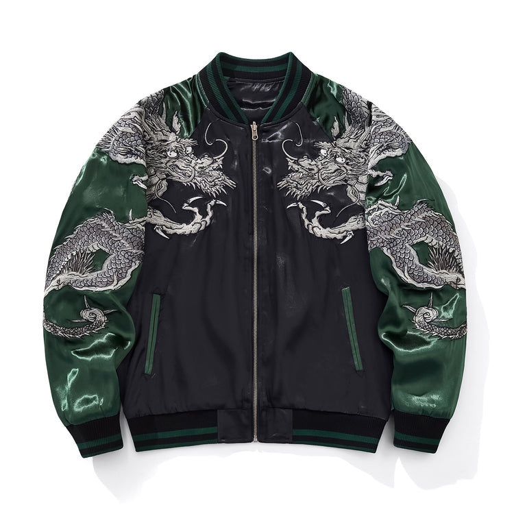 Huaxia Junpin Chinese style national tide heavy industry jacket fashion casual national tide embroidery flying dragon baseball uniform jacket S100