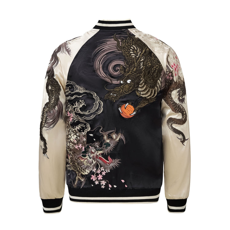 Yokosuka Heavy Industries Dragon Embroidery Jacket Satin Baseball Men's Top 2025 Spring/Autumn New National Trend