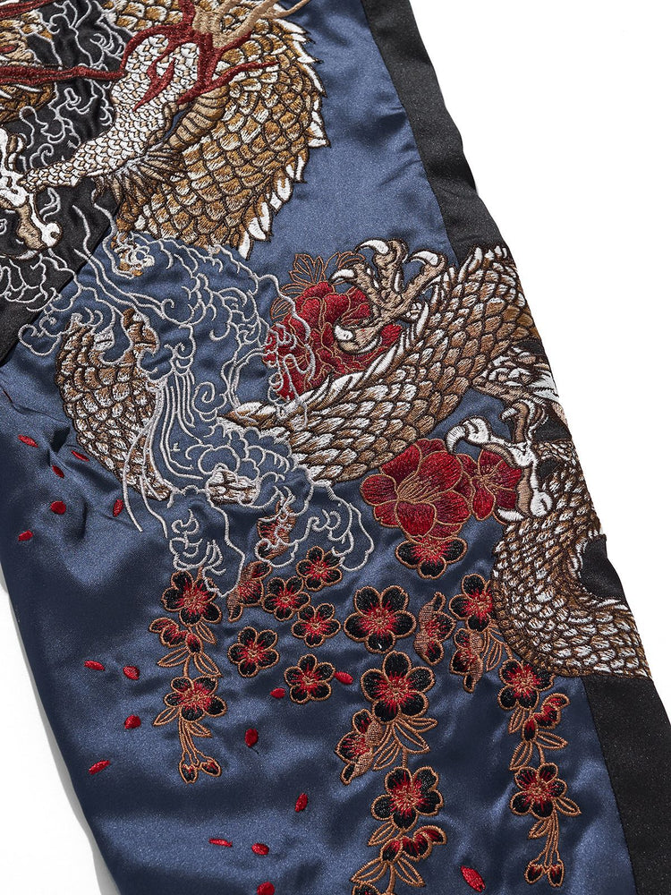 Huaxia Junpin, Chinese style, national tide, heavy industry embroidery, mythical beast, flying dragon, group of dragons, jackets, men's casual baseball uniforms, jackets