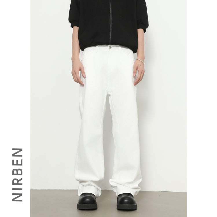 Nirben Denim|New Semi-Elasticated Waist Versatile Slacks Maillard Loose Straight Pants Pants for Men and Women