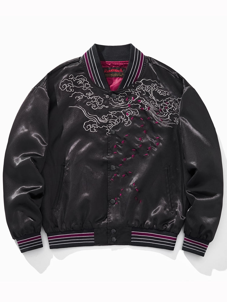 Huaxia Junpin Chinese style national tide embroidery auspicious cloud purple fire dragon jacket men's casual baseball uniform jacket A093