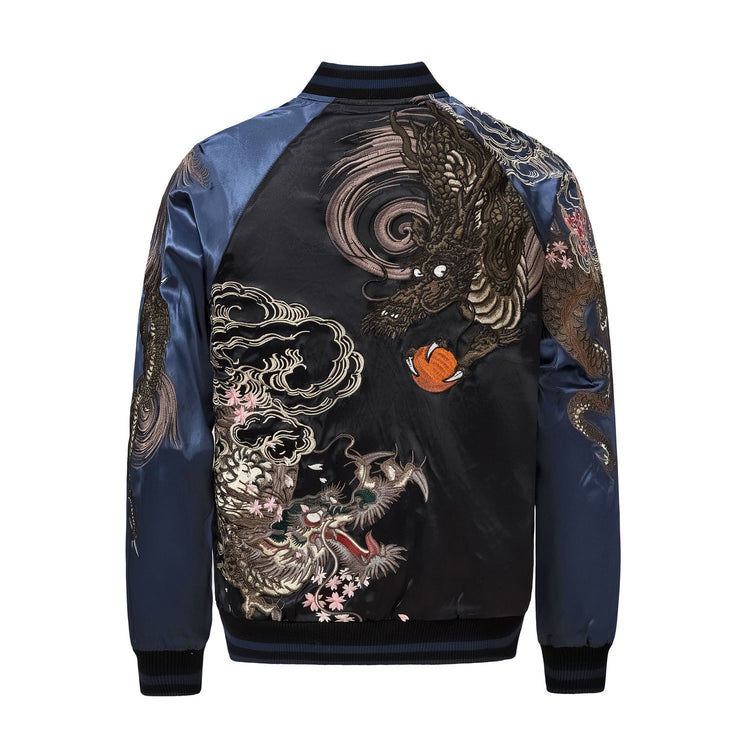 Yokosuka Heavy Industries Dragon Embroidery Jacket Satin Baseball Men's Top 2025 Spring/Autumn New National Trend