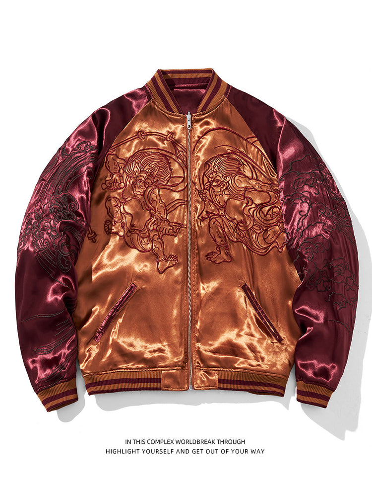 2025 Sukajan Silk Kazakh Wind Thunder Yokosuka Jacket Heavy Industry Embroidery Men's and Women's Personality Baseball Jersey Jacket