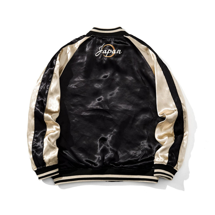 Yokosuka Heavy Industries Sakura dragon embroidery baseball uniform jacket Chinese style men's double-sided jacket top national tide spring and autumn