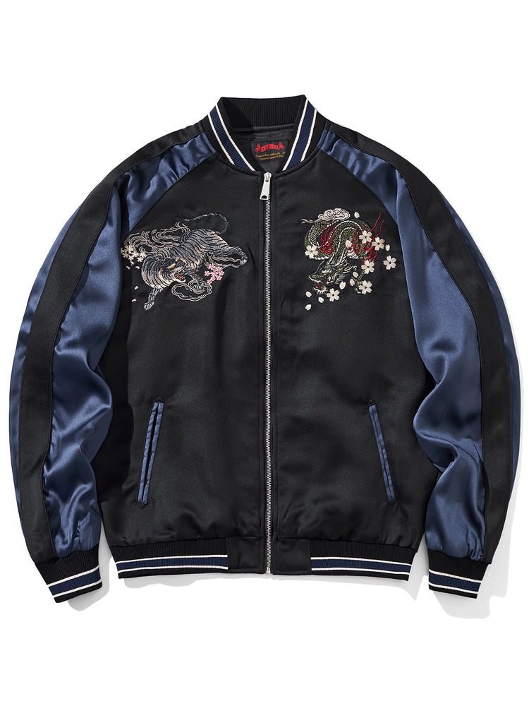Huaxia Junpin Chinese Style Guochao Heavy Industry Embroidered Four Spirit Beasts Jacket Men's Casual Baseball Jacket Couple B014