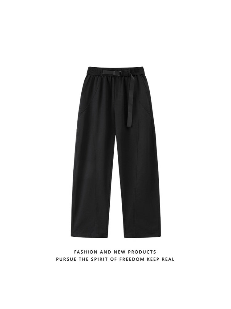 Men's casual pants 2025 new loose straight-leg sports pants, ice silk summer thin long pants, unisex
