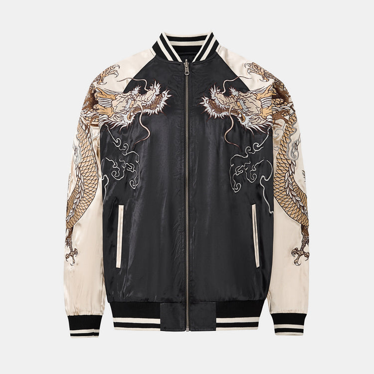Yokosuka Heavy Industries dragon and tiger embroidered jacket, men's baseball uniform, national trend divine beast top, new spring and autumn arrivals
