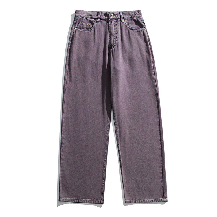 Black Fleet heavyweight casual American vintage washed workwear classic pants, comfortable straight-leg slightly loose jeans