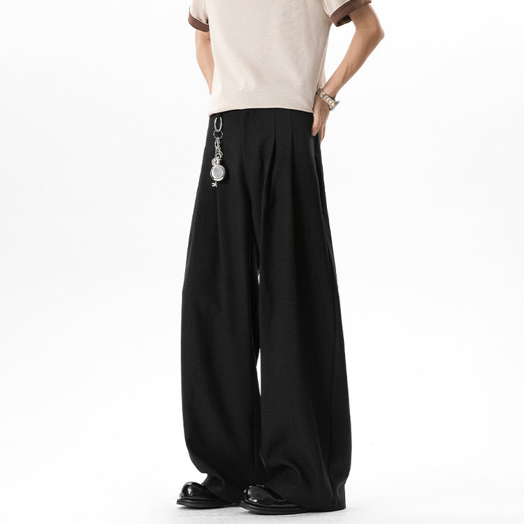 Old money style pleated linen pants, summer thin breathable, relaxed wide-leg dress pants, loose straight-leg casual pants