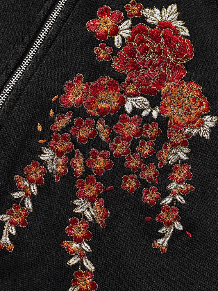 Huaxia Junpin Chinese style embroidery Feilong Heavy Industry embroidered hooded cardigan zipper sweatshirt trendy brand jacket W008
