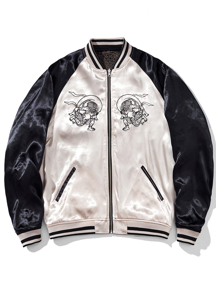 Huaxia Junpin Chinese style national tide heavy industry reversible jacket casual embroidery baseball uniform jacket ins men's S033