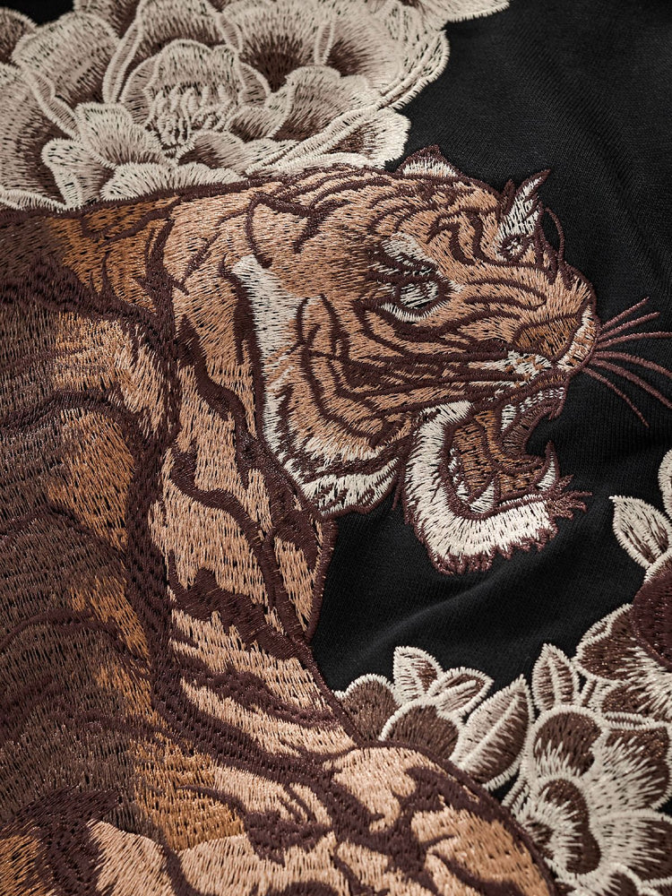 Huaxia Junpin Chinese Style Embroidered Dragon Soaring Tiger Leaping Embroidered Hooded Cardigan Zipper Sweatshirt Street Jacket W025