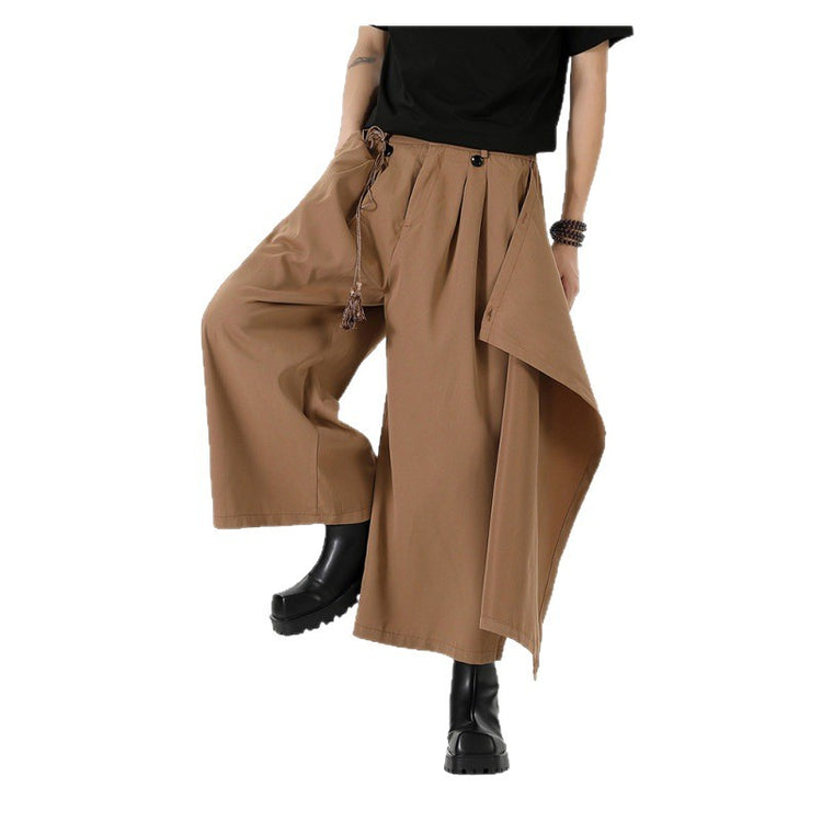 2024 Autumn New Chinese Style Dark Yamamoto Pants, Plus Size Dress Pants, Wide-Leg Casual Pants, Straight-Leg Skirt Pants for Men