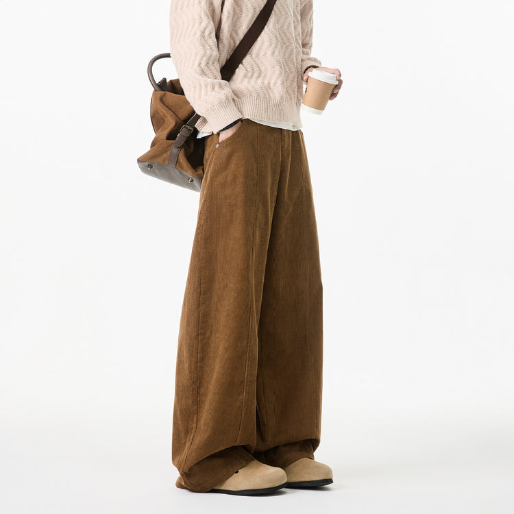 SINGOLARMENTE - Corduroy pants men's spring 2025 loose straight and versatile Japanese versatile cargo pants men's teen slacks
