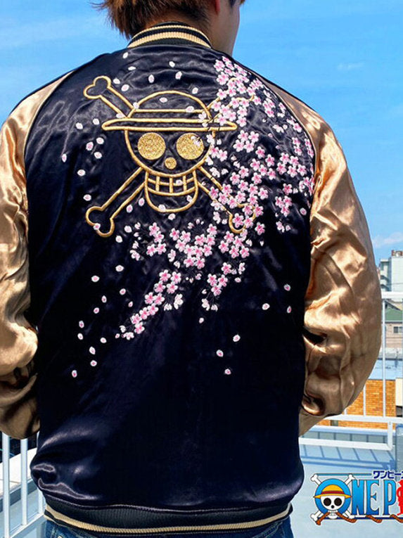 Japanese Wado Yokosuka embroidered reversible jacket ONE PIECE One Piece anime collaboration Luffy Spring and Autumn
