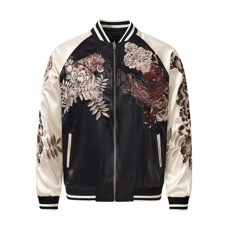 Dragon and tiger heavyweight embroidered Chinese-style jacket Yokosuka embroidered divine beast satin 2025 spring/autumn new arrival
