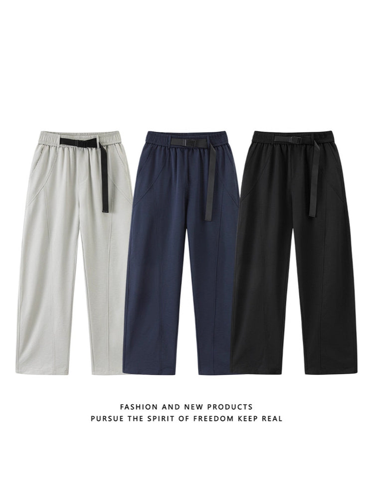 Men's casual pants 2025 new loose straight-leg sports pants, ice silk summer thin long pants, unisex