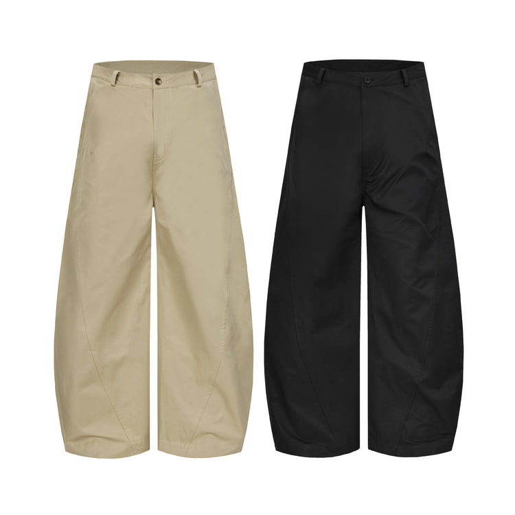 Ameng Dress Up with a Stylish Curved Knife Pants, Trendy American Vibe Style Loose Wide-Leg Work Pants for Men's Long Pants