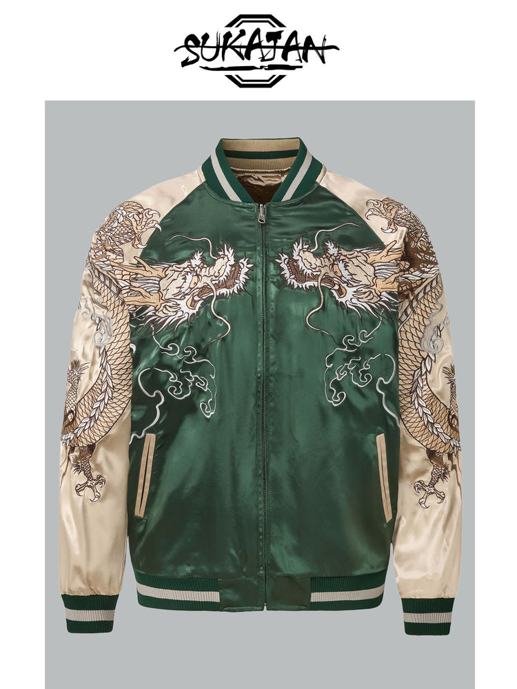 Heavy Thorn - Reversible SUKAJAN Dragon and Tiger Heavyweight Embroidered Chinese-style Jacket Yokosuka Kasho Divine Beast