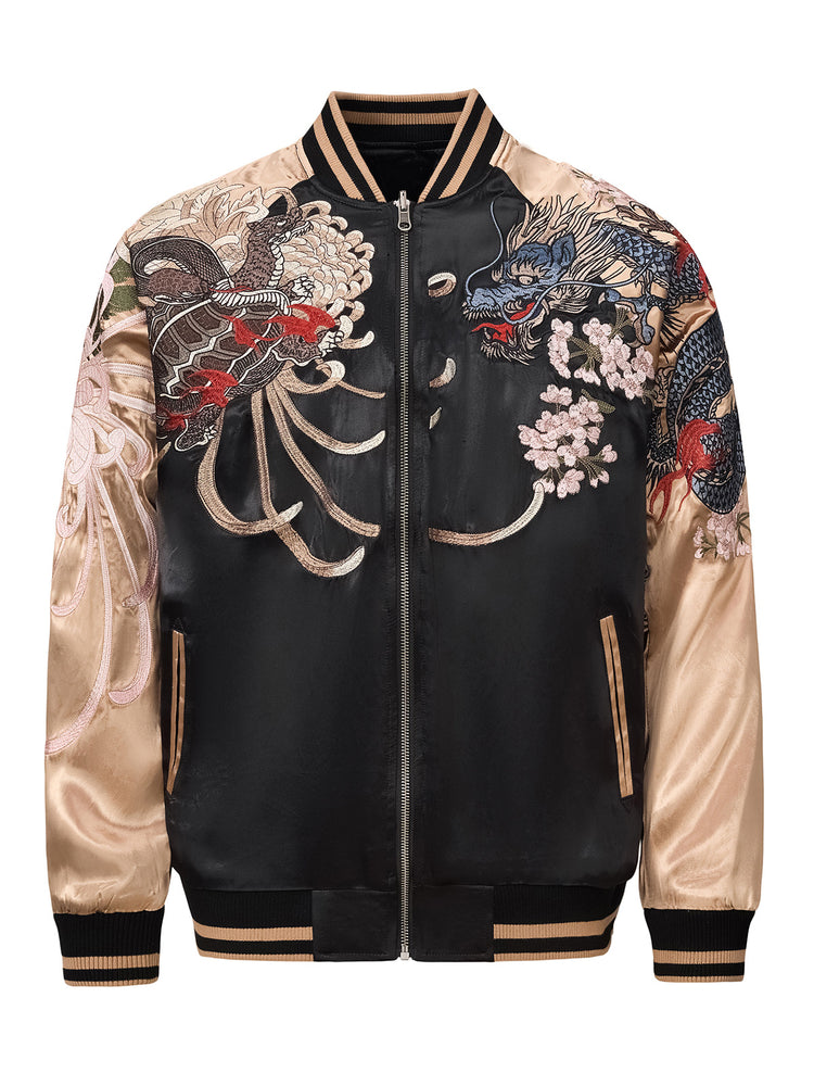 Huaxia Junpin Chinese style national tide heavy industry jacket national tide dragon tiger phoenix mythical beast embroidery baseball uniform jacket S132