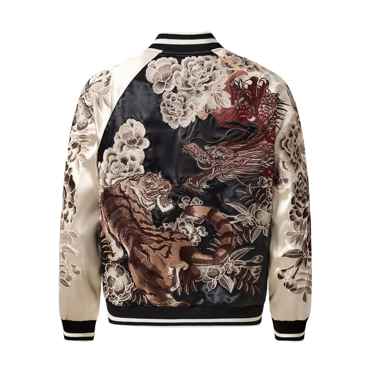 Dragon and tiger heavyweight embroidered Chinese-style jacket Yokosuka embroidered divine beast satin 2025 spring/autumn new arrival