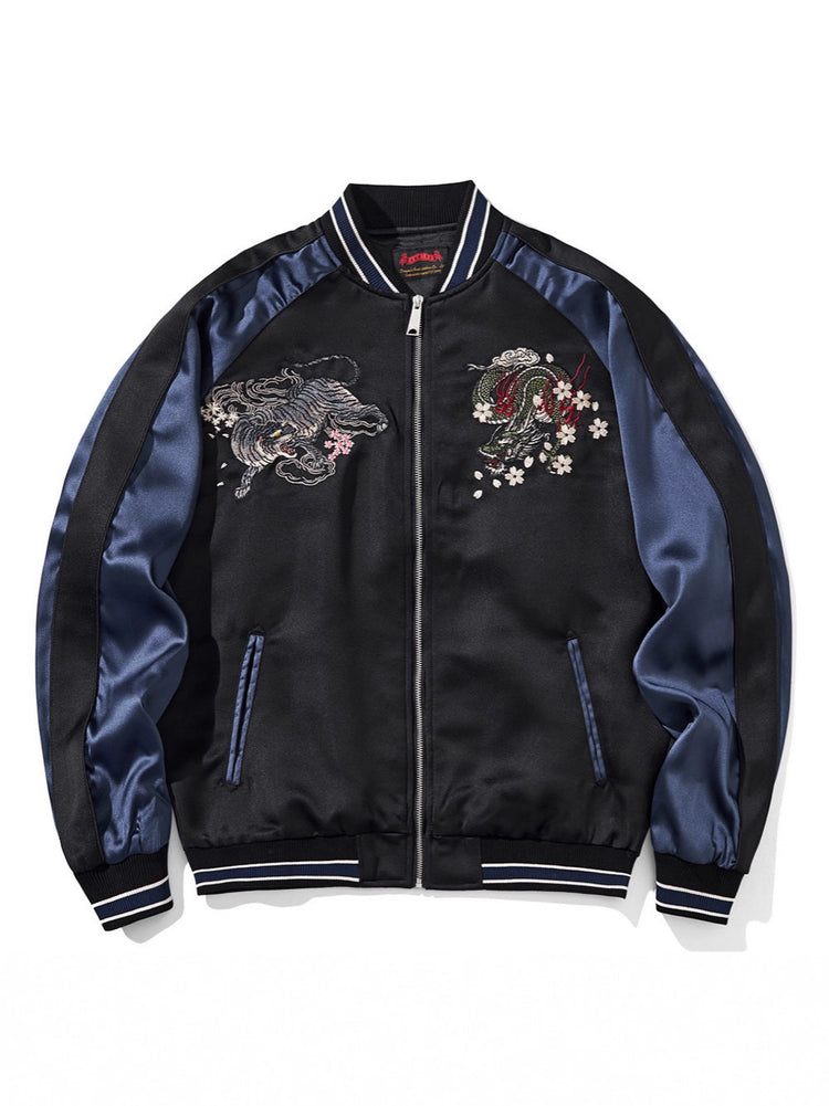 New heavy industry embroidered jacket, national tide mythical beast phoenix raglan sleeve baseball uniform men's and women's Yokosuka street jacket